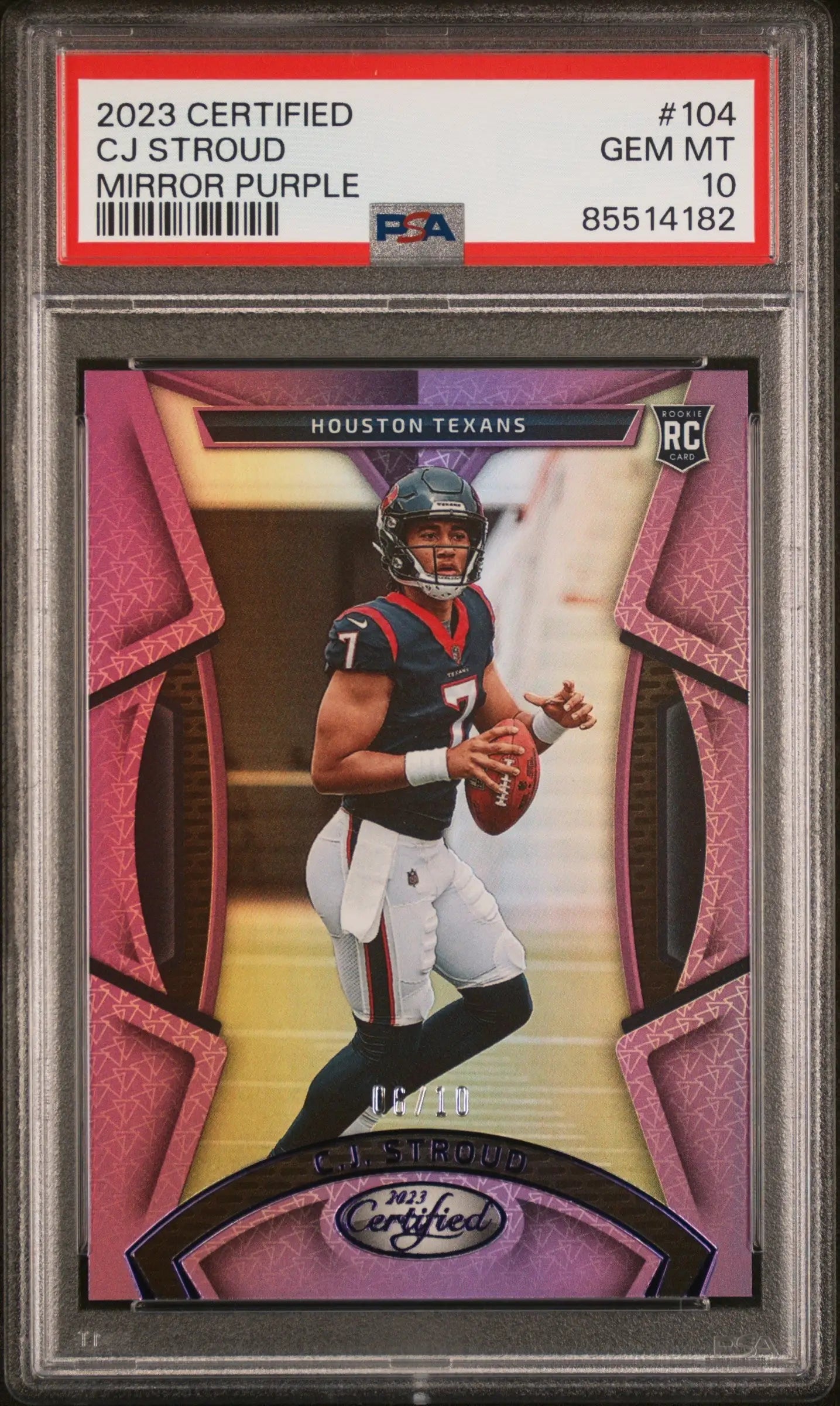 C.J. Stroud 2023 Certified #104 Mirror Purple #6/10 PSA 10 Gem Mint - Football Card Single