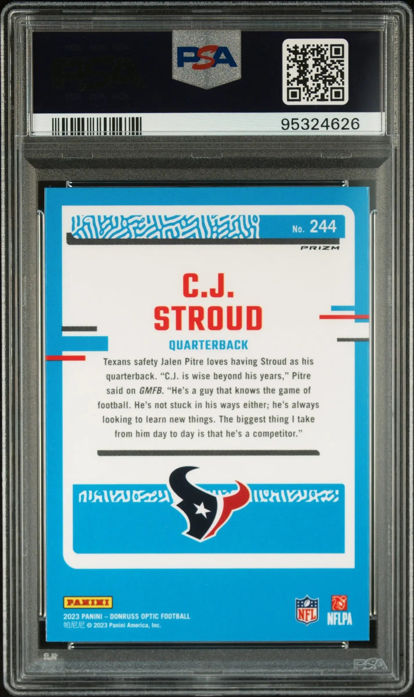 C.J. Stroud 2023 Donruss Optic #244 Green Hyper PSA 10 Gem Mint - Football Card Single