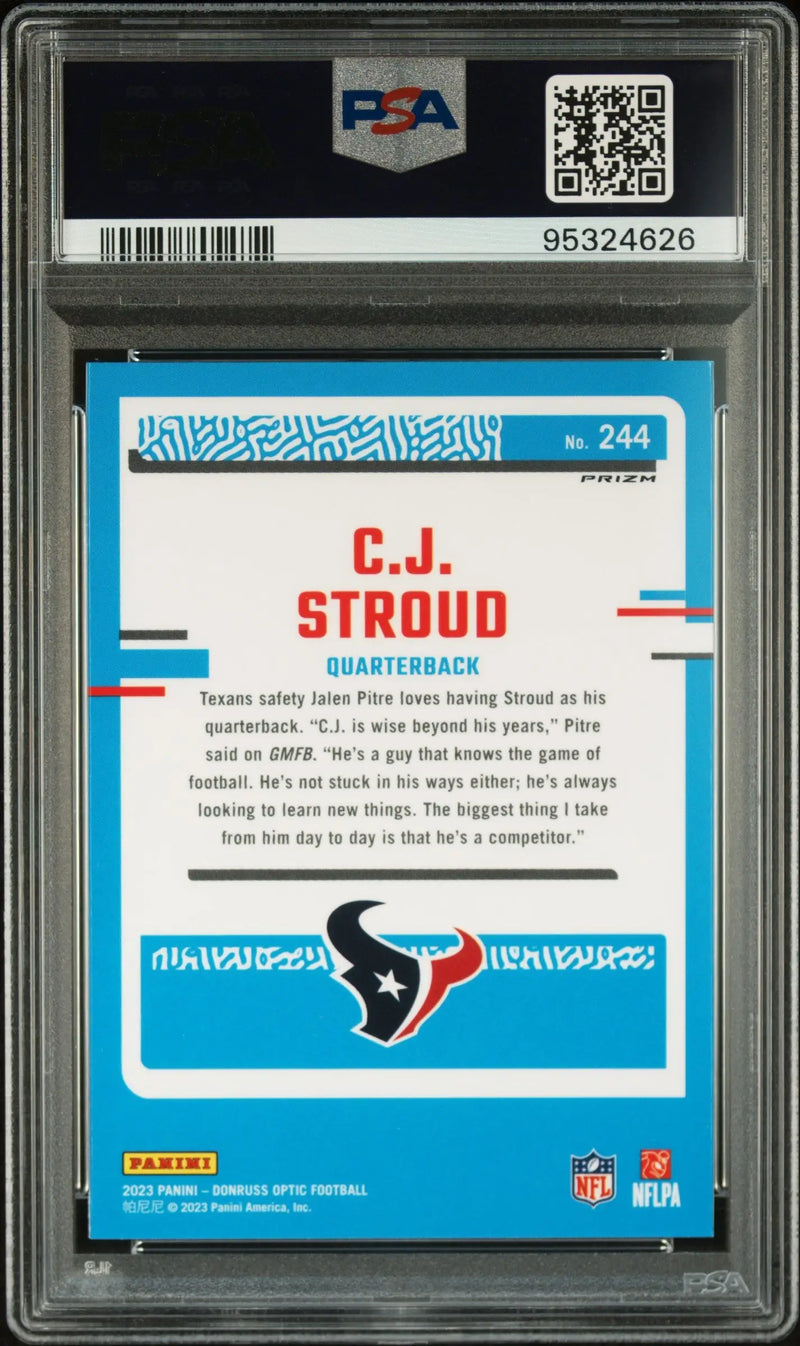 C.J. Stroud 2023 Donruss Optic #244 Green Hyper PSA 10 Gem Mint - Football Card Single