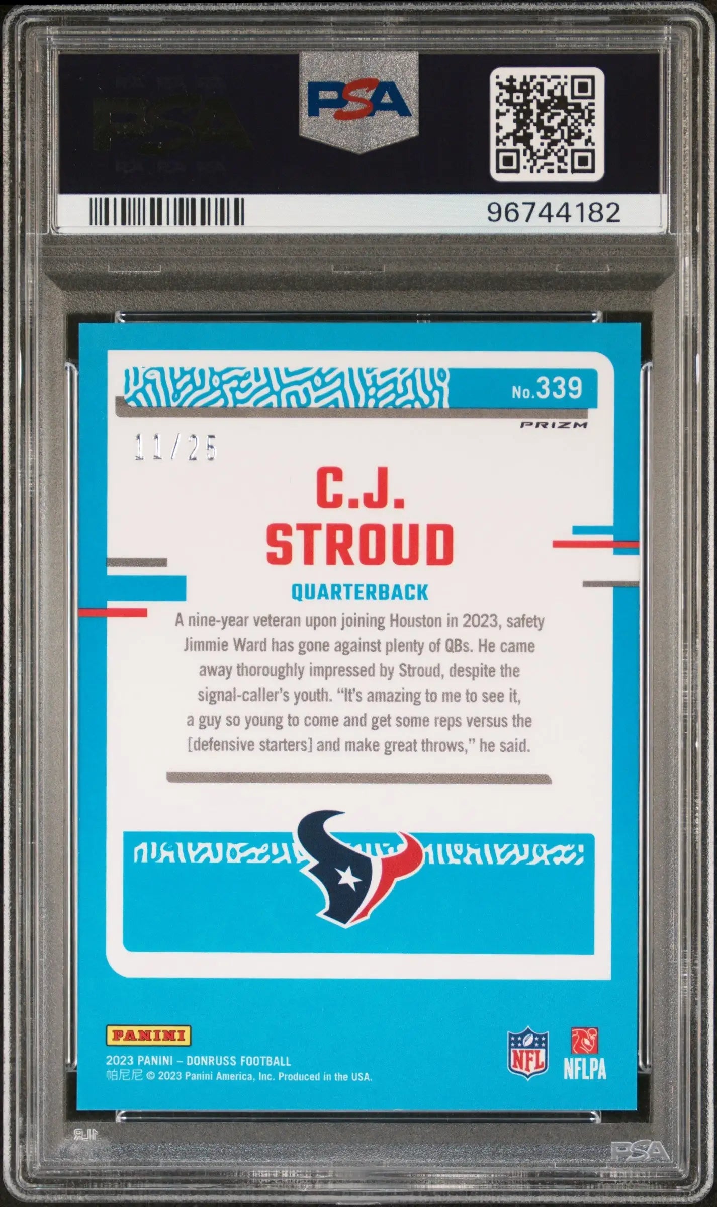 C.J. Stroud 2023 Donruss Optic Preview Black Pandora #11/25 PSA 9 Mint - Football Card Single