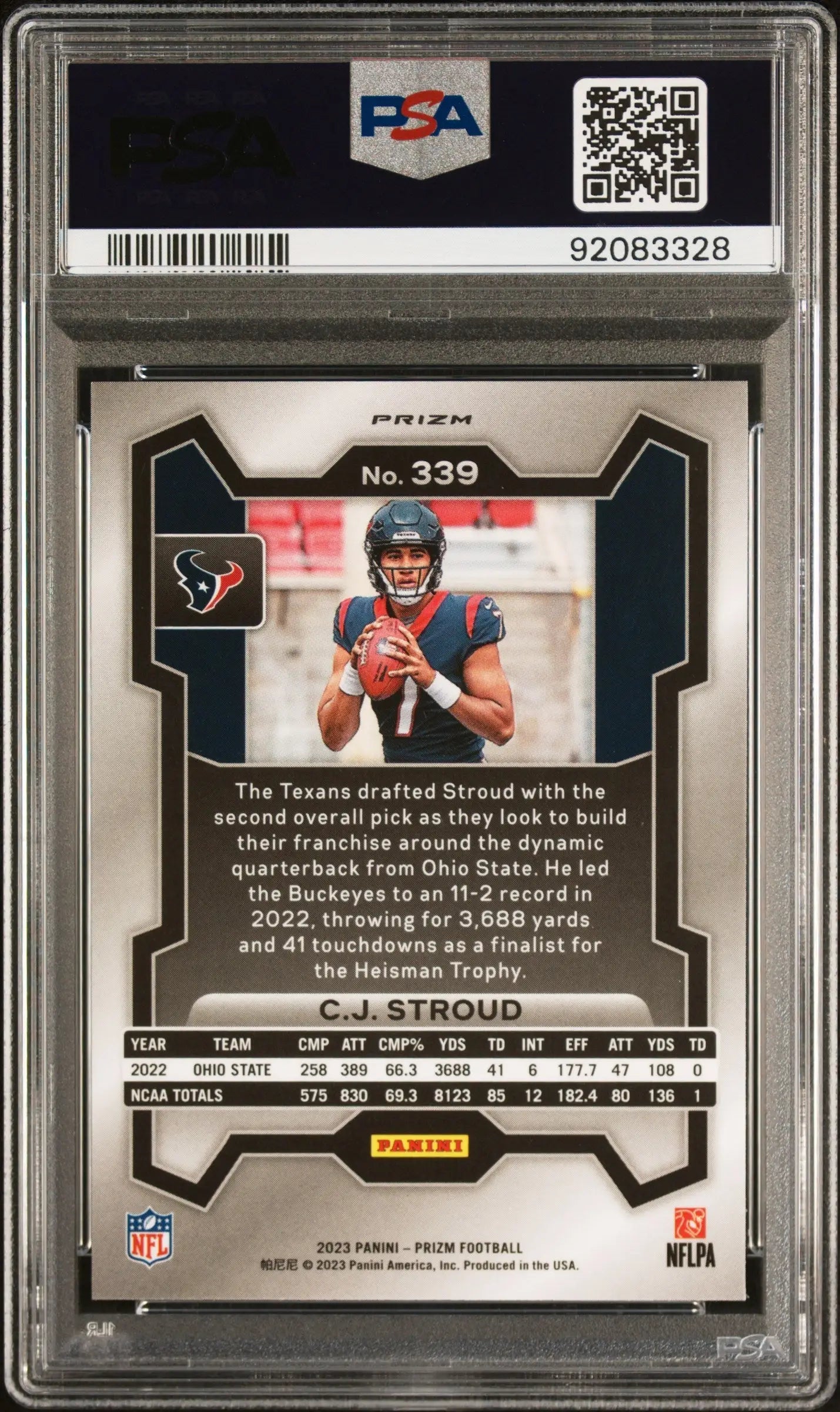C.J. Stroud 2023 Panini Prizm #339 Silver Prizm #339 PSA 10 Gem Mint - Football Card Single