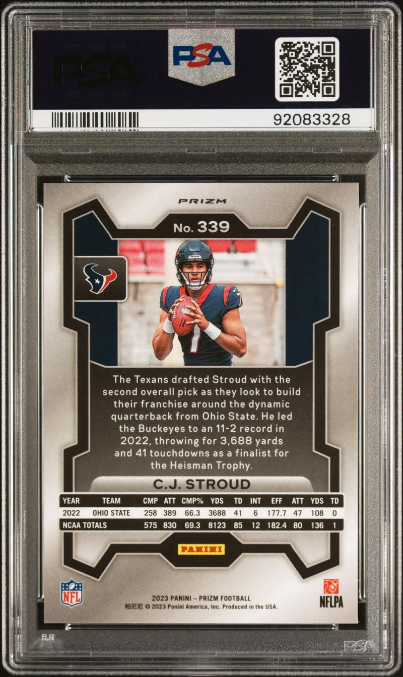 C.J. Stroud 2023 Panini Prizm #339 Silver Prizm #339 PSA 10 Gem Mint - Football Card Single