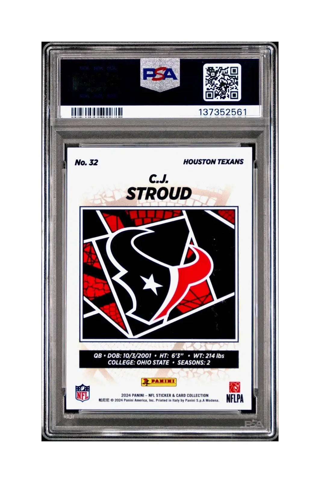 C.J. Stroud 2024 Panini Sticker Collection #32 PSA 8 NM-MT - Football Card Single