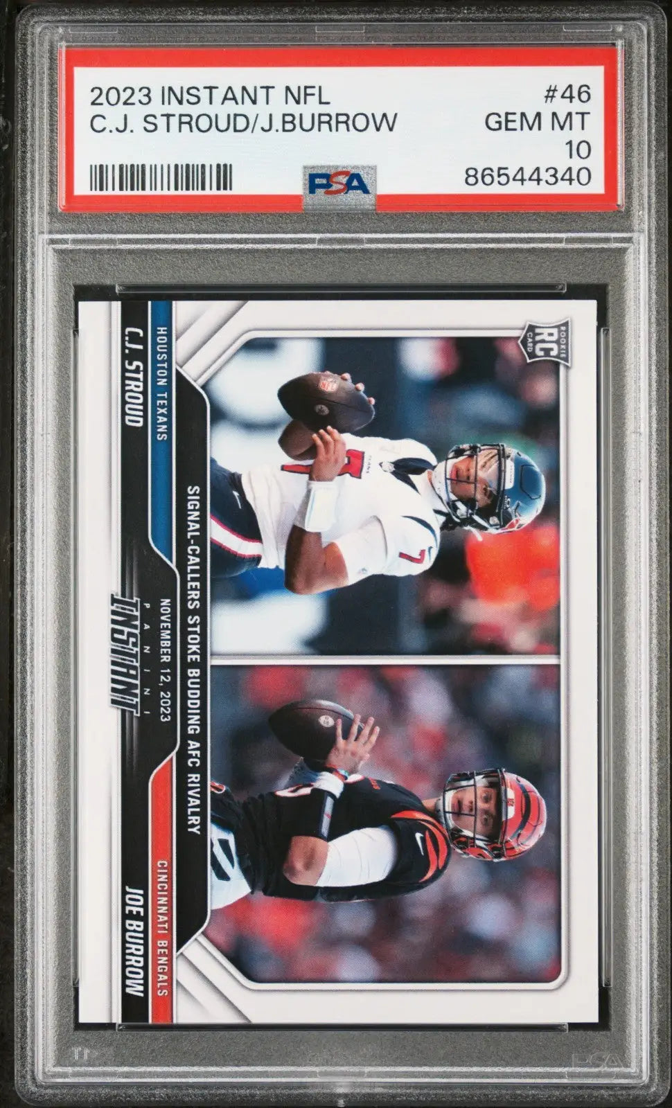 C. J. Stroud / Joe Burrow 2023 Panini NFL #46 Rookie Card 1 of 749 PSA 10 Gem - Football Card Single