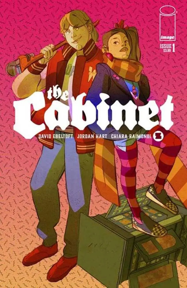 Comic book cover for Cabinet #1 featuring characters near a cabinet, perfect for trading cards