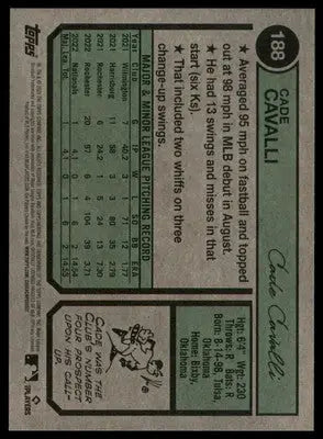 Cade Cavalli Rookie 2023 Topps Heritage #188 Washington Nationals