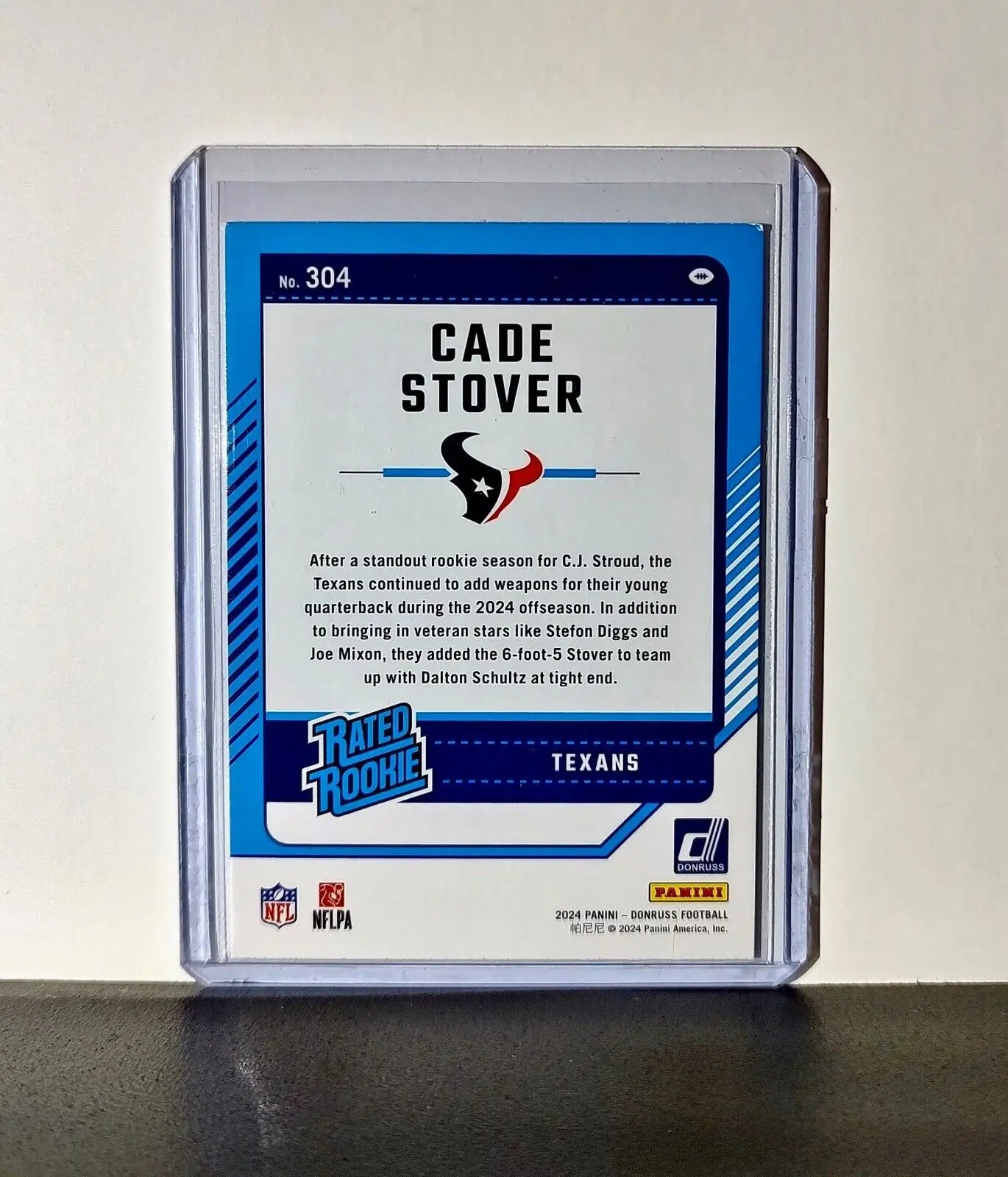Cade Stover 2024 Panini Donruss NFL #304 Rated Rookie Card Houston Texans - Football Card Single