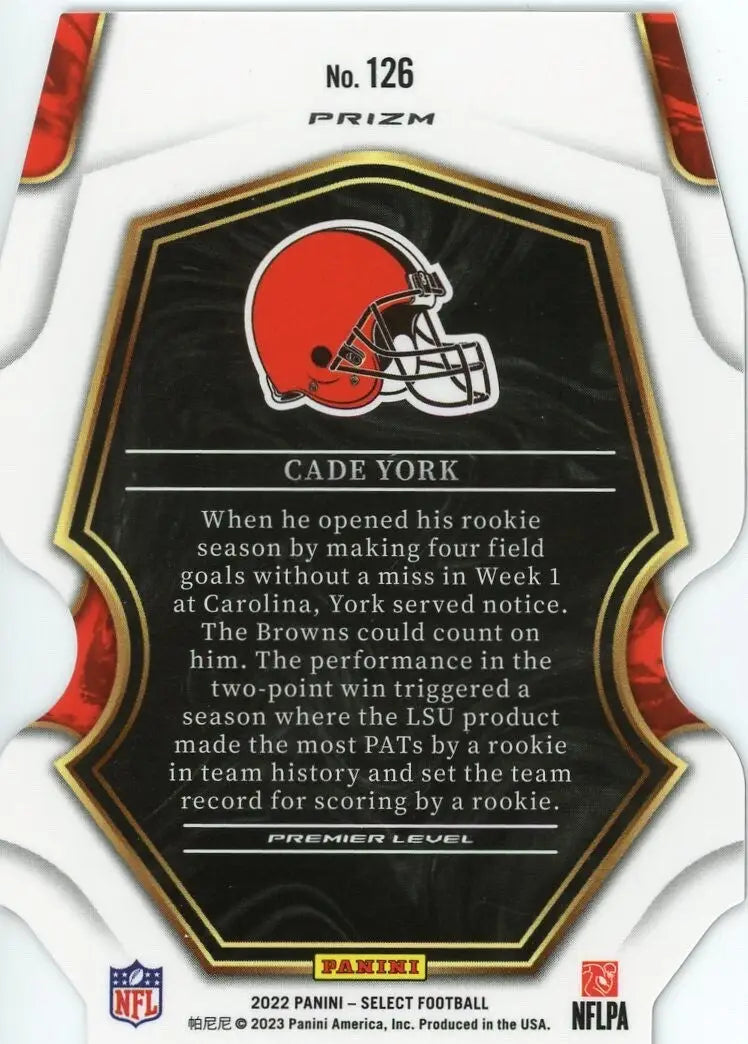 Cade York Rookie 2022 Panini Select Premier Silver Die Cut #126 Cleveland Browns