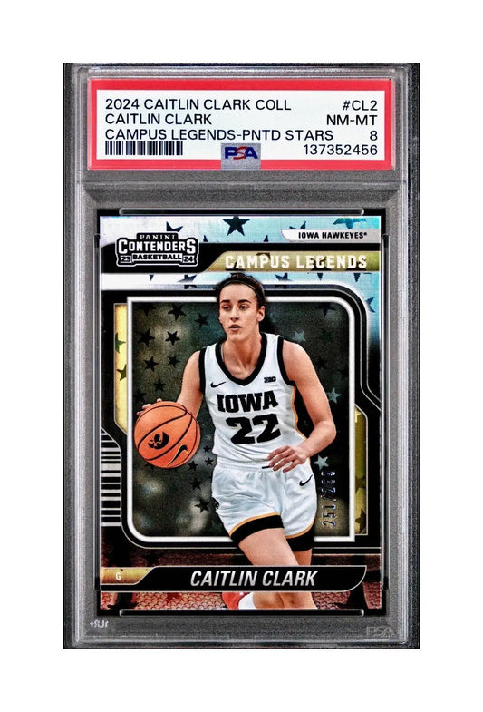 Caitlin Clark 2024 #CL2 251/299 Campus Legends Pointed Stars PSA 8 NM-MT - Basketball Card Single