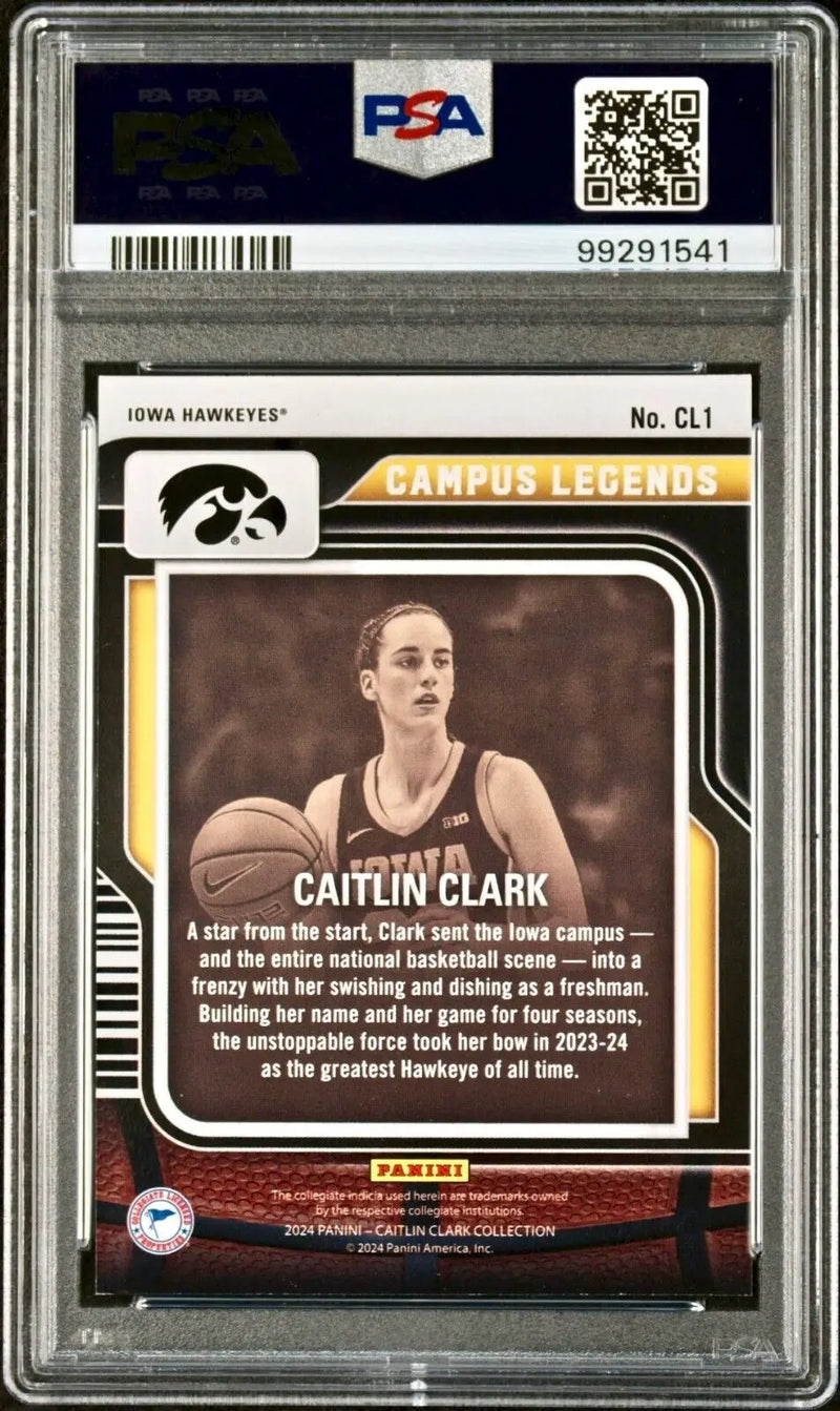 Caitlin Clark 2024 Panini College Contenders Campus Legends #CL1 Card PSA 9 Mint