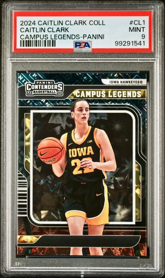 Caitlin Clark 2024 Panini College Contenders Campus Legends #CL1 Card PSA 9 Mint - Basketball Card Single