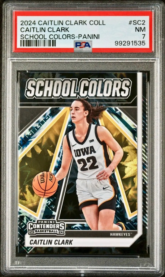 Caitlin Clark 2024 Panini College Contenders School Colors #SC2 PSA 7 NM - Basketball Card Single
