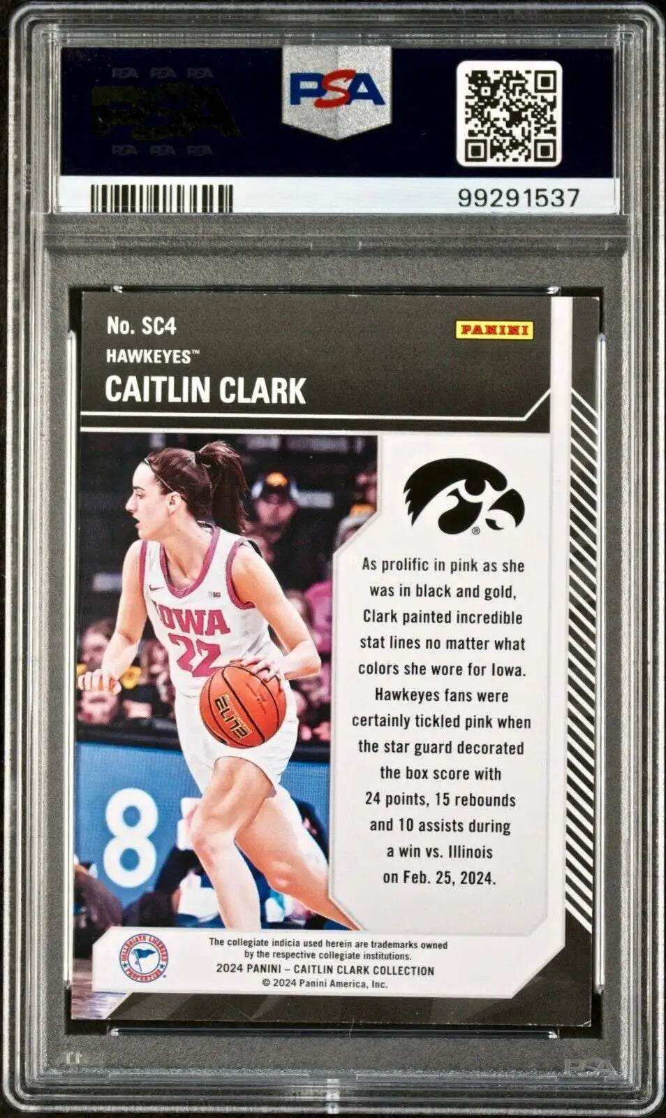 Caitlin Clark 2024 Panini College Contenders School Colors #SC4 PSA 7 NM - Basketball Card Single