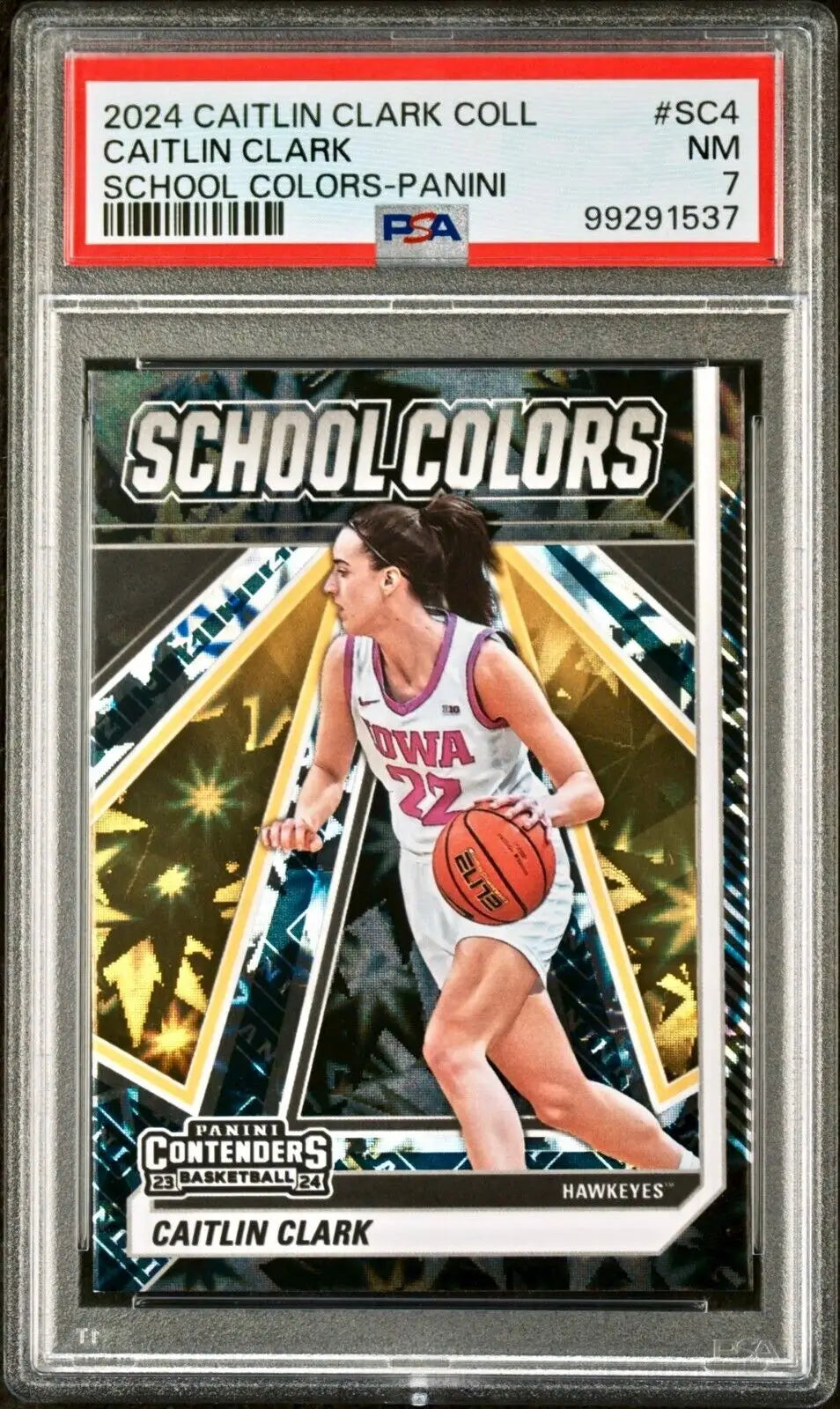 Caitlin Clark 2024 Panini College Contenders School Colors #SC4 PSA 7 NM - Basketball Card Single