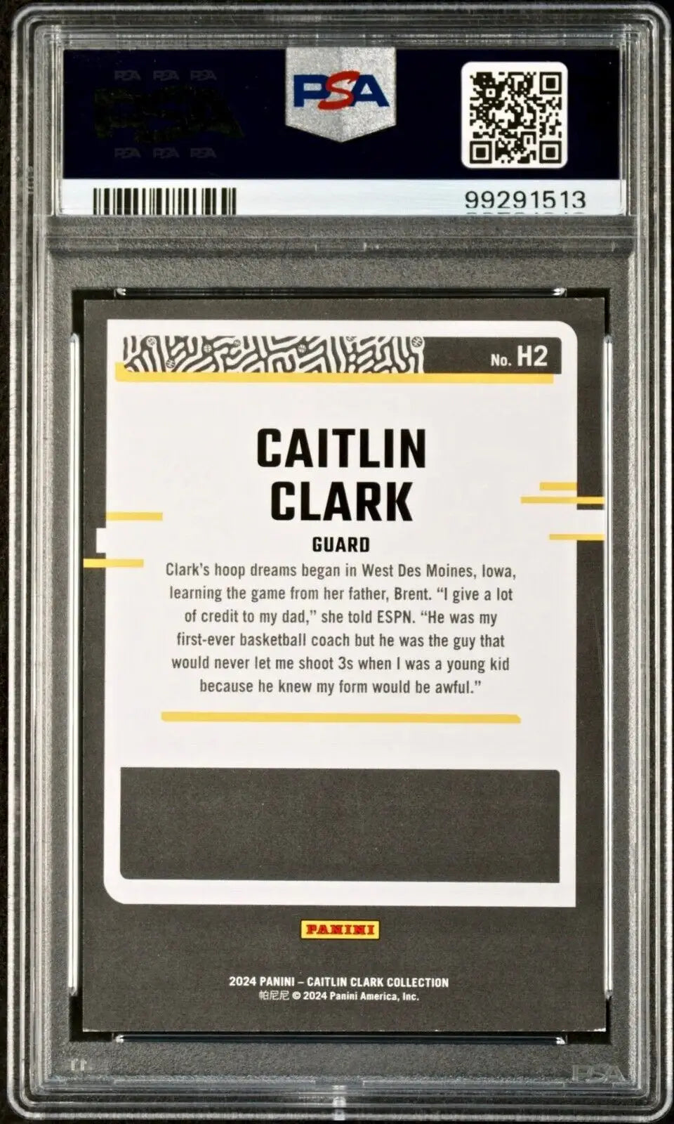 Caitlin Clark 2024 Panini Donruss Highlights Parallel #H2 Basketball Card PSA 7 - Basketball Card Single