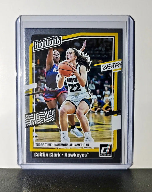 Caitlin Clark 2024 Silver Foil Panini Donruss Highlights #H12 Card Iowa Hawkeyes - Basketball Card Single