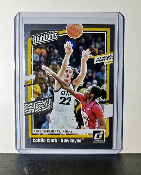 Caitlin Clark 2024 Silver Foil Panini Donruss Highlights #H6 Card Iowa Hawkeyes - Basketball Card Single