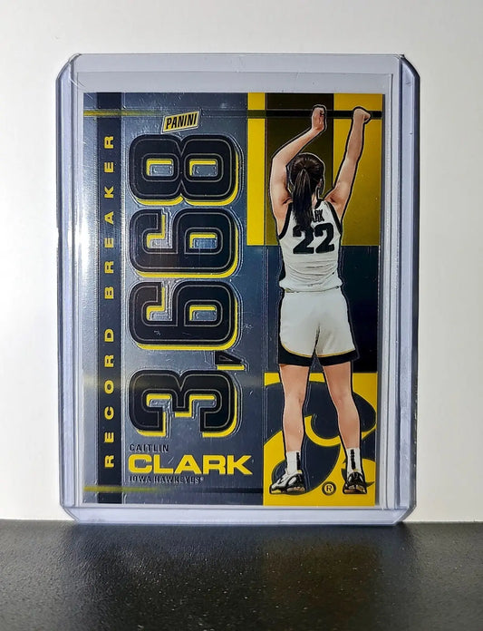 Caitlin Clark 2024 Silver Foil Panini Record Breaker #RBCC Card Iowa Hawkeyes - Basketball Card Single