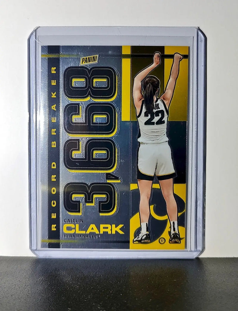 Caitlin Clark 2024 Silver Foil Panini Record Breaker #RBCC Card Iowa Hawkeyes