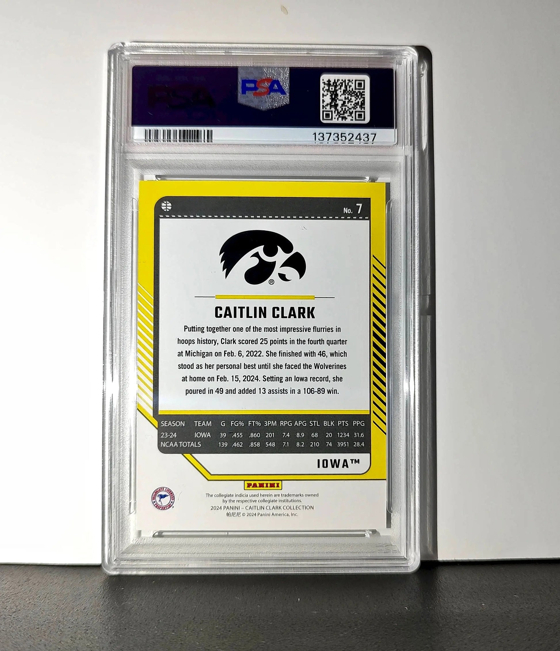 Caitlin Clark Collection 2024 #7 007/199 Donruss Floating Hearts PSA 9 Mint