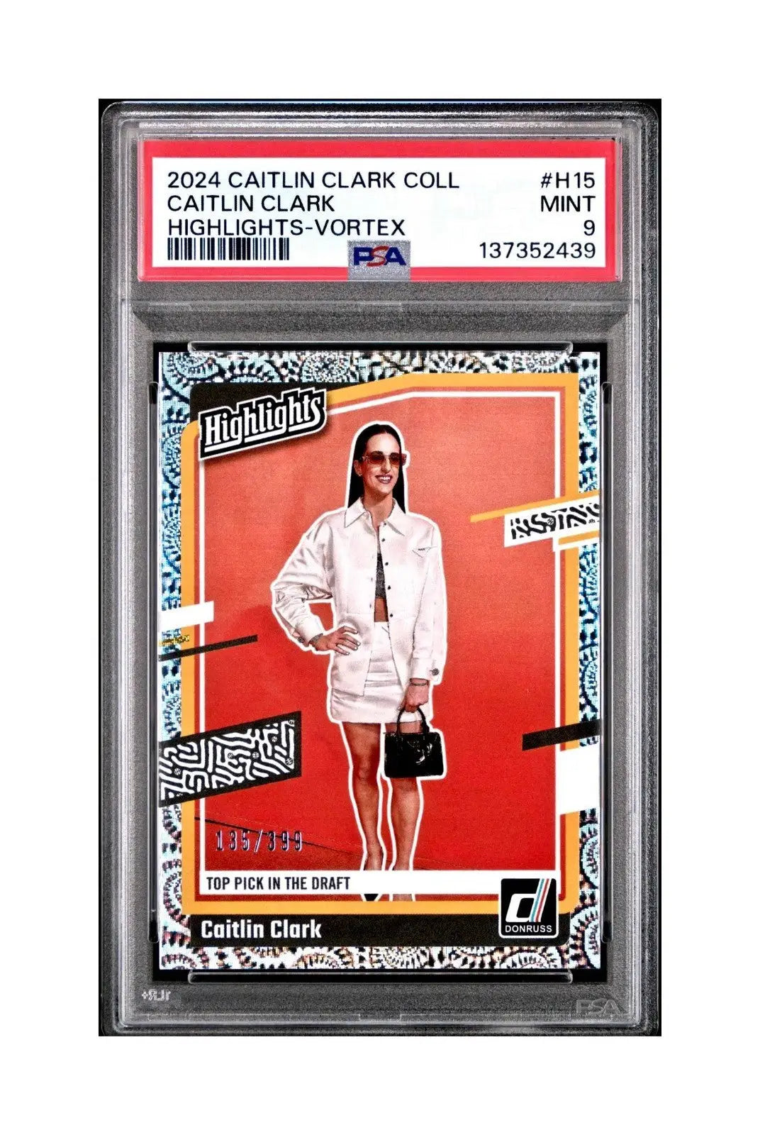 Caitlin Clark Collection 2024 #H15 135/399 Donruss Vortex PSA 9 Mint - Other