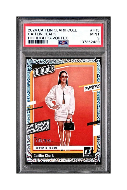 Caitlin Clark Collection 2024 #H15 135/399 Donruss Vortex PSA 9 Mint - Basketball Card Single