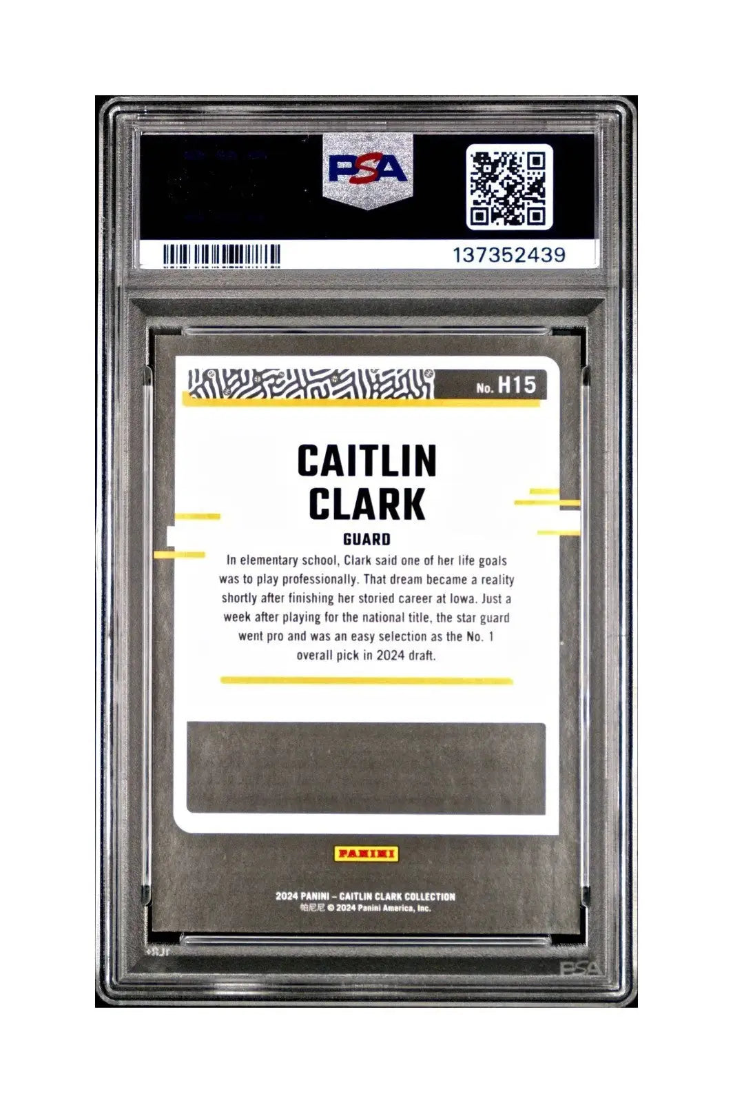 Caitlin Clark Collection 2024 #H15 135/399 Donruss Vortex PSA 9 Mint - Other