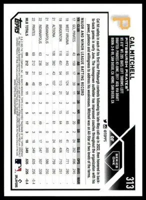 Cal Mitchell Rookie 2023 Topps #313 Pittsburgh Pirates - Baseball Card Single