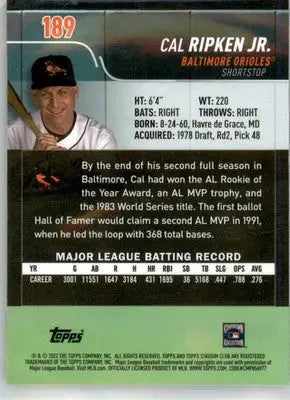 Cal Ripken Jr. - 2022 Stadium Club Chrome - #189 - Baseball - Baseball Card Single