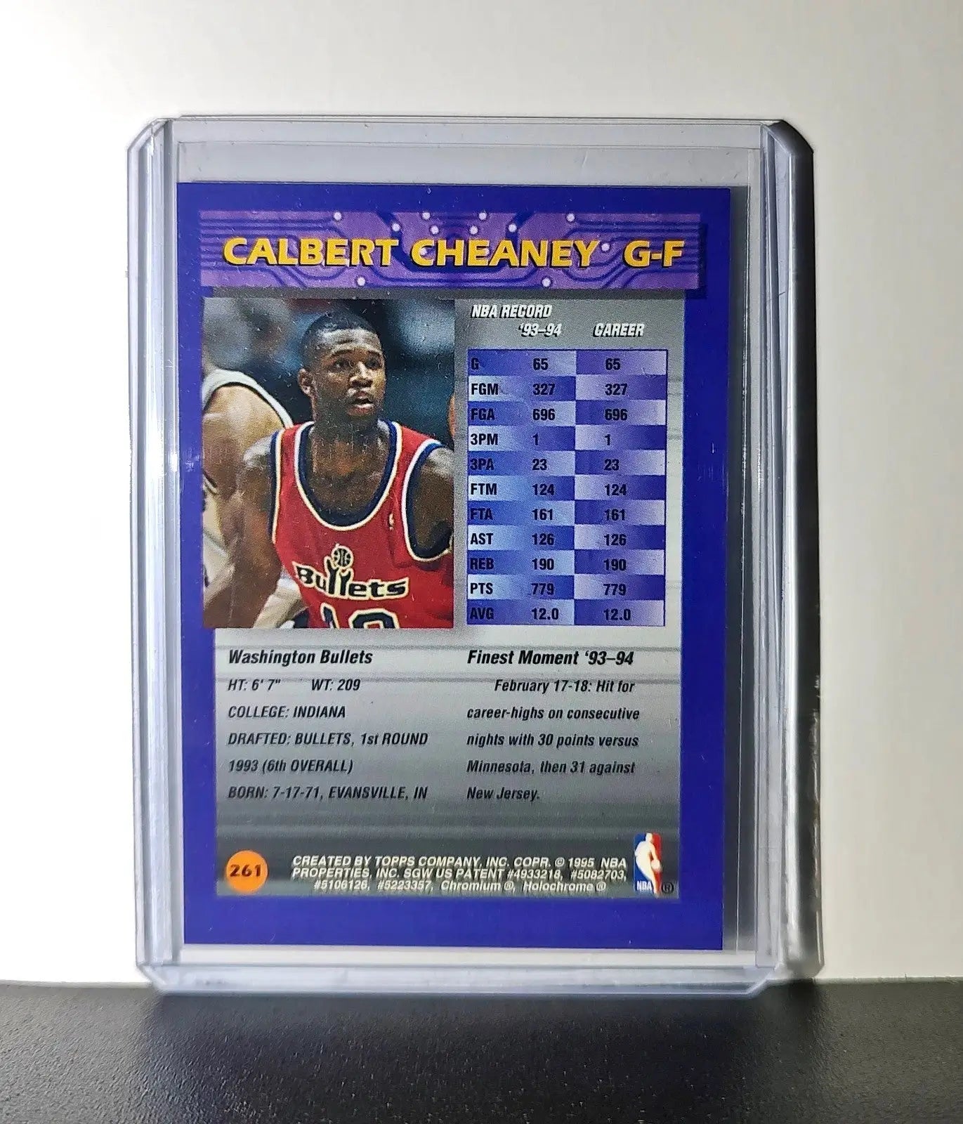 Calbert Cheaney 1994-95 Topps Finest #261 Basketball Card