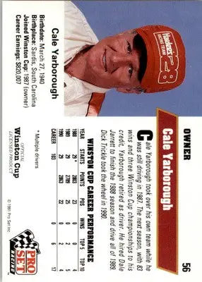 Cale Yarborough - 1991 Pro Set - #56 - Racing - Racing Card Single