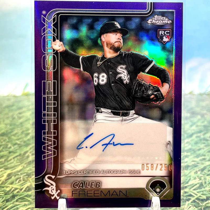 CALEB FREEMAN 2025 Topps Chrome Update AC-CF Purple Ref RC Rookie AUTO /250 - Baseball Card Single