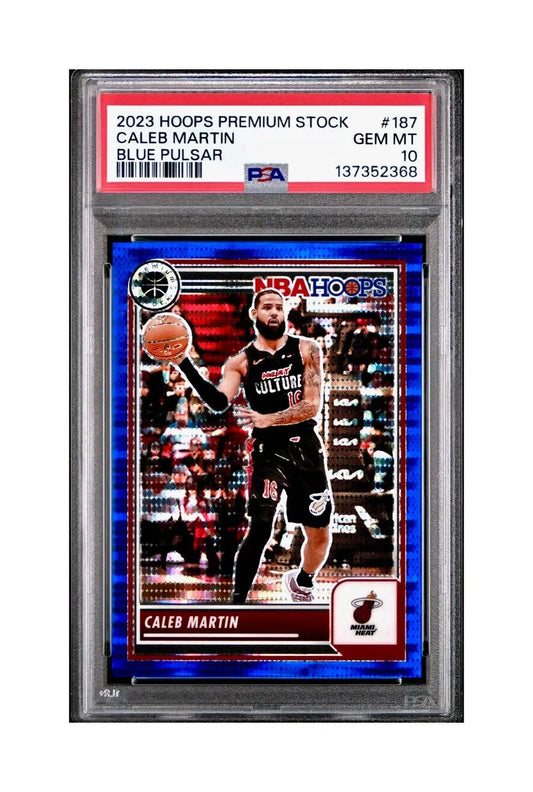 Caleb Martin 2023 Panini Hoops Premium #187 30/75 Blue Pulsar PSA 10 Gem Mint - Basketball Card Single