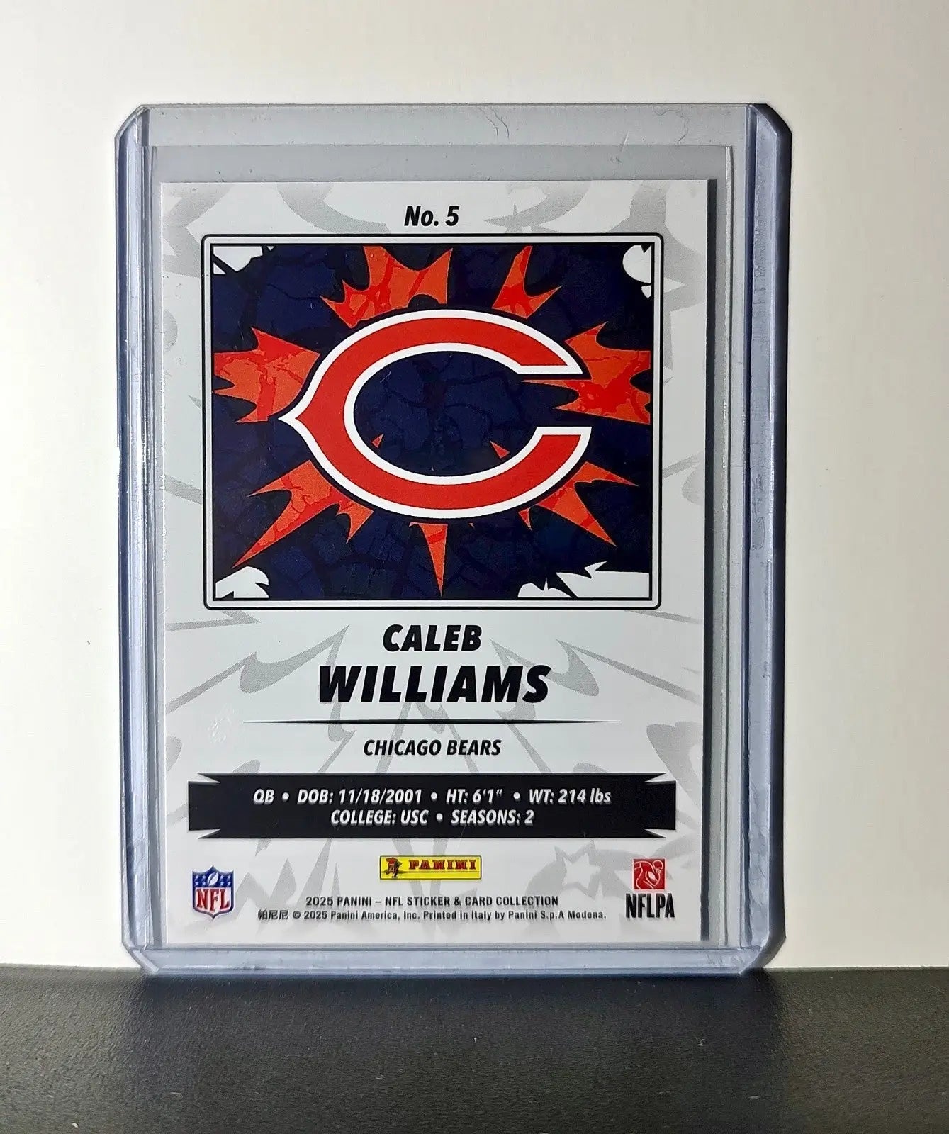 Caleb Williams 2025 Panini NFL #5 Sticker Card Chicago Bears