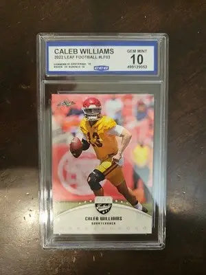 Caleb Williams (RC) Grade Gem Mint 10 - 2022 Leaf Football #LF-03 Bears USC - Football Card Single