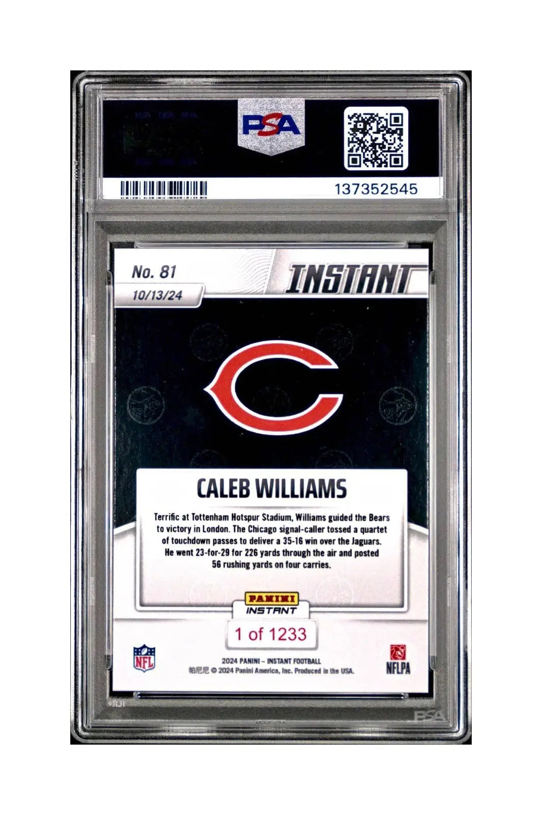 Caleb Williams Rookie 2024 Panini Instant NFL #81 PSA 10 Gem Mint