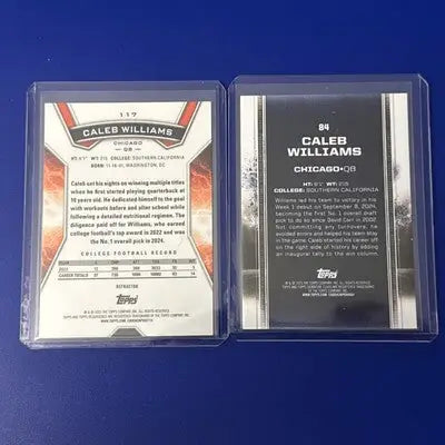 Caleb Williams rookie football cards in protective cases from Williams Rookie Lot Refractor & Bronze