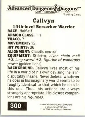 Callvyn - 1992 TSR Advanced Dungeons & Dragons - #300 - Non_sport - Non-Sports Card Single