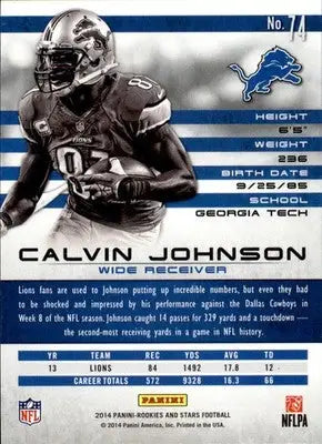 Calvin Johnson - 2014 Panini Rookies & Stars - #74 - Football - Football Card Single