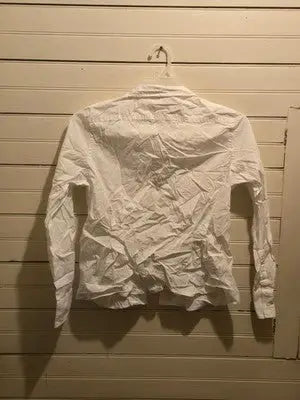 Calvin Klein Shirt Womens 10 White Long Sleeve Button Front Collared Blouse - Apparel