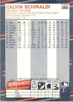 Calvin Schiraldi - 1988 Fleer - #365 - Baseball - Baseball Card Single