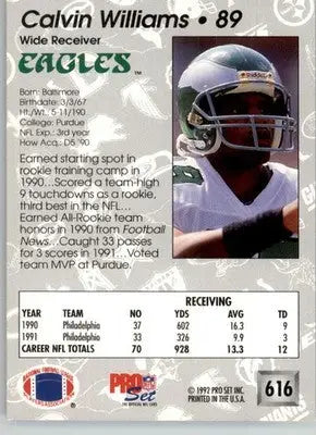 Calvin Williams - 1992 Pro Set - #616 - Football - Football Card Single