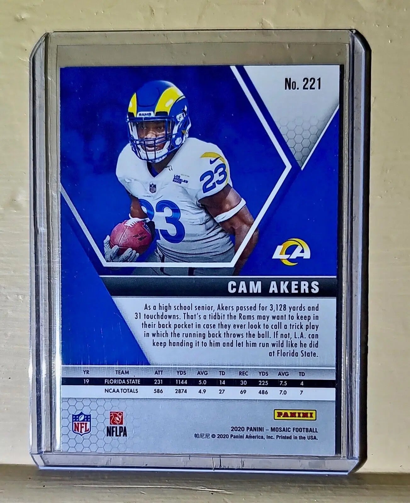 Cam Akers 2020 Panini Mosaic NFL #221 Rookie Football Card Los Angeles Rams - Football Card Single