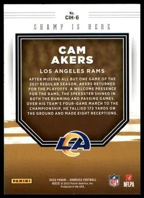 Cam Akers 2022 Donruss Champ is Here #CIH-6 Los Angeles Rams - Football Card Single