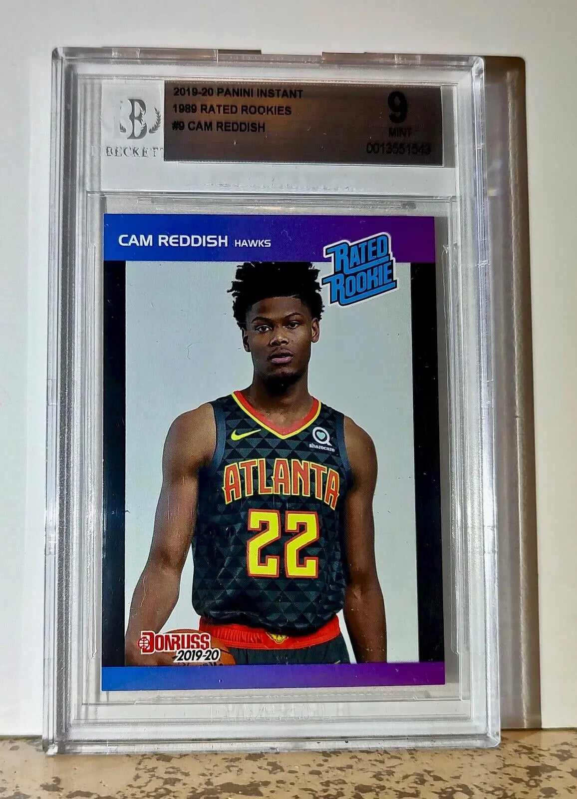 Cam Reddish 2019-20 Panini NBA #9 Rated Rookies Card 1/3431 BGS 9 Mint Hawks - Basketball Card Single