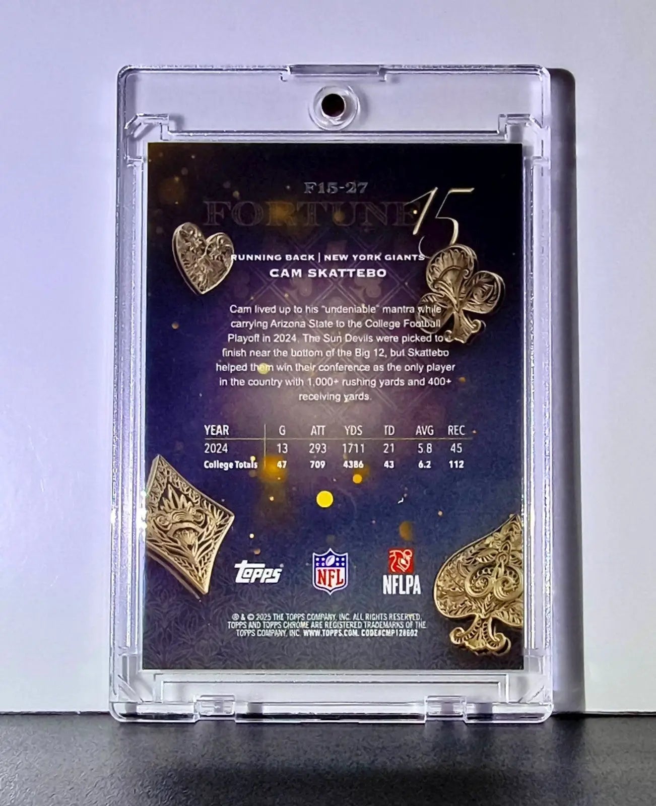 Cam Skattebo Rookie 2025 NFL Topps Chrome Fortune 15 #F15-27 Football Card - Football Card Single