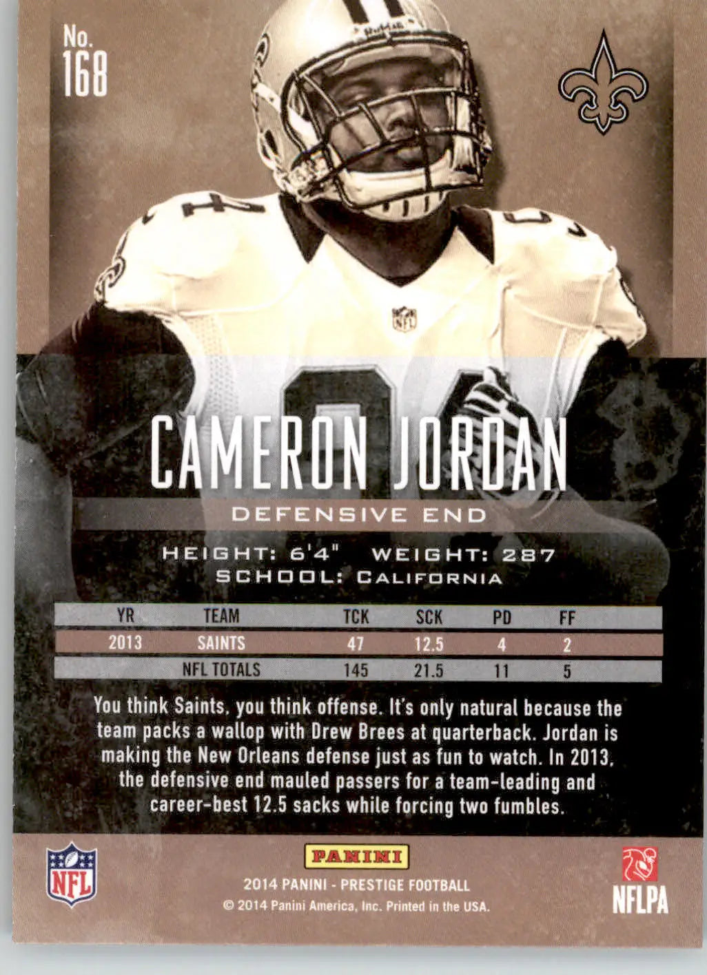 Cameron Jordan - 2014 Panini Prestige - #168 - Football