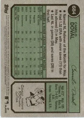 Camilo Doval - 2023 Topps Heritage - #684 - Baseball - Baseball Card Single