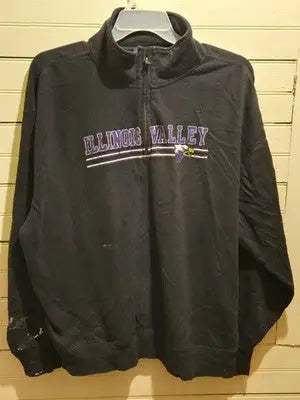 Campus One Sweatshirt Mens XL Illinois Valley Quarter Zip Pullover Black - Apparel