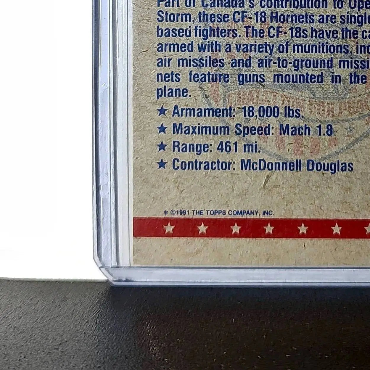 Canadian Air Force CF-18 1991 Topps Desert Storm #17 Card - Other